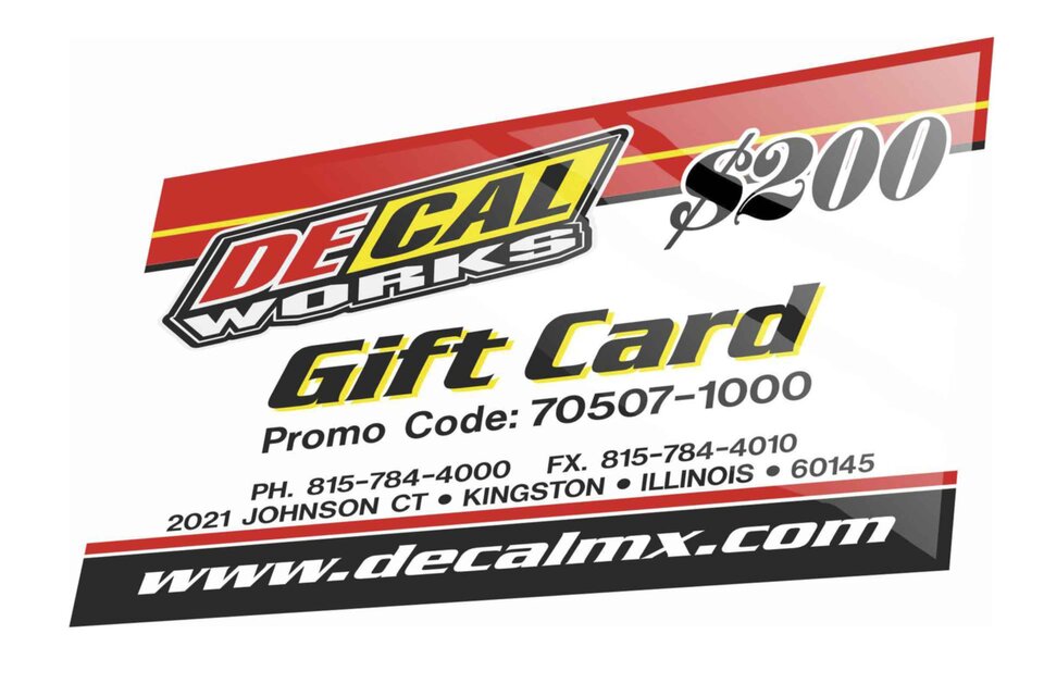 $200 DeCal Works Gift Card are delivered via email the same day as they are ordered. Perfect For Any Occasion.