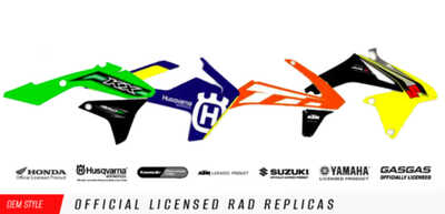 Replica Rad Kit comes with a Set of Rad Cover decals with preselected logos and colors