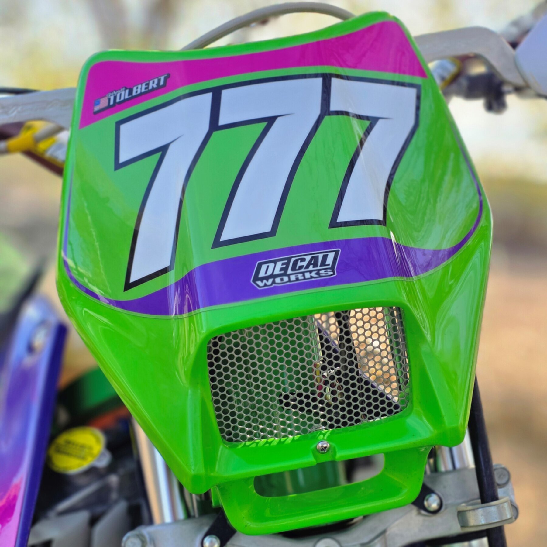 2004 Kawasaki KDX200 Number Plate Graphics Kit Custom Design number 777