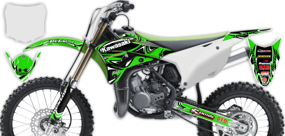 Kawasaki KX85 Green/Black T-7 Number Plate Graphics Kit with Airbox