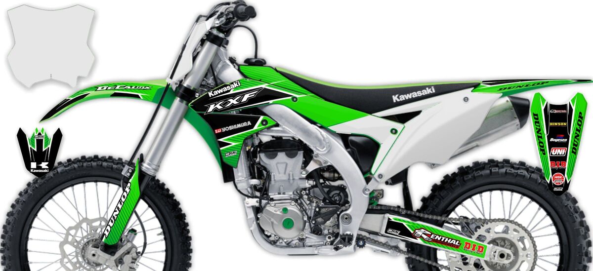 Kawasaki KX450F Green/Black T-11 Number Plate Graphics Kit