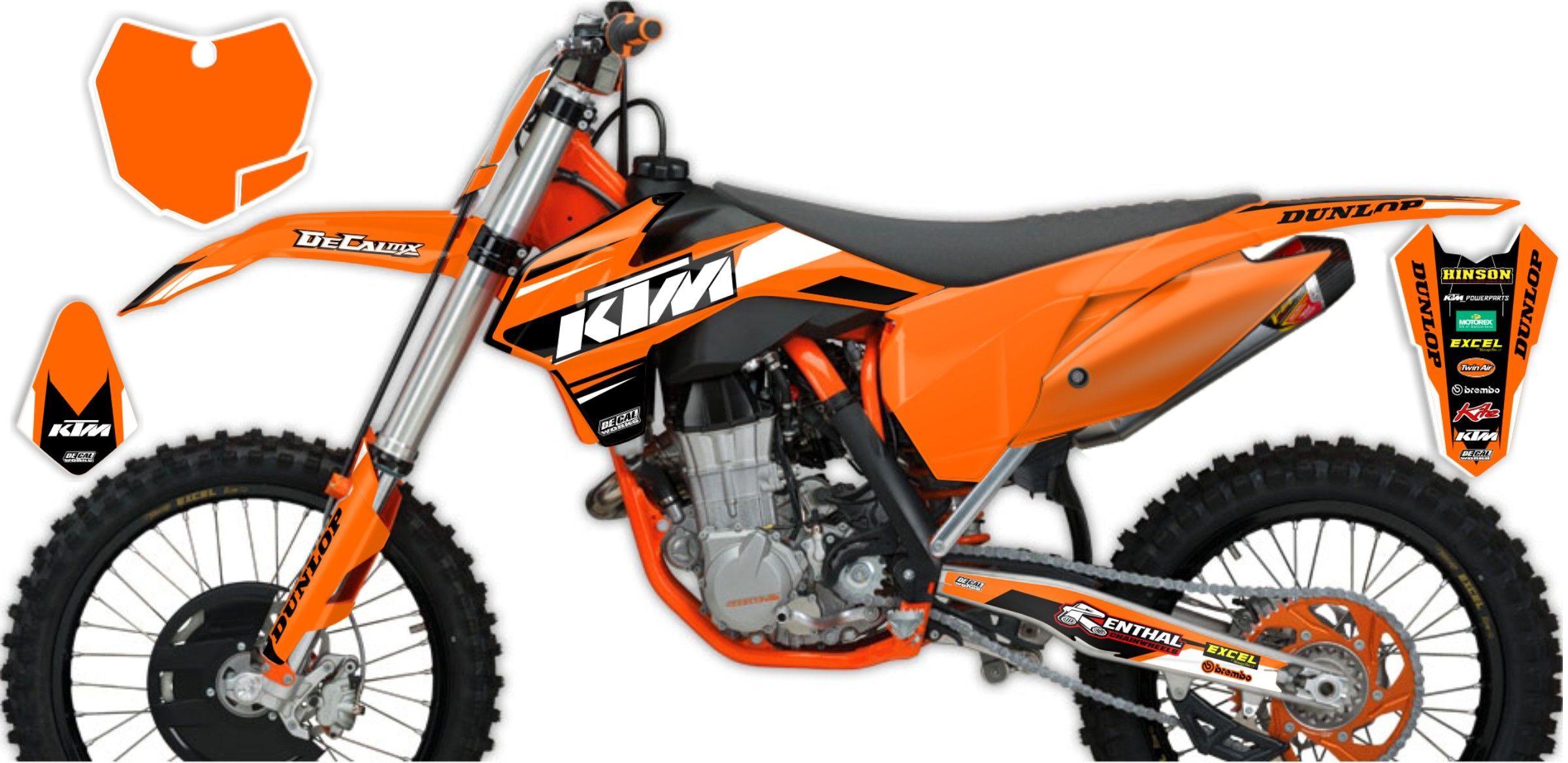 KTM SXF Orange/Black T-1 Ready Made Complete Graphics Kit