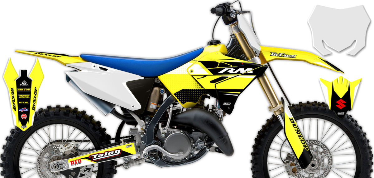 Suzuki RM250 Yellow Black T 1 Ready Made Rad Graphics Kit Suzuki RM250 Yellow Black T 1 Ready Made Rad Graphics Kit