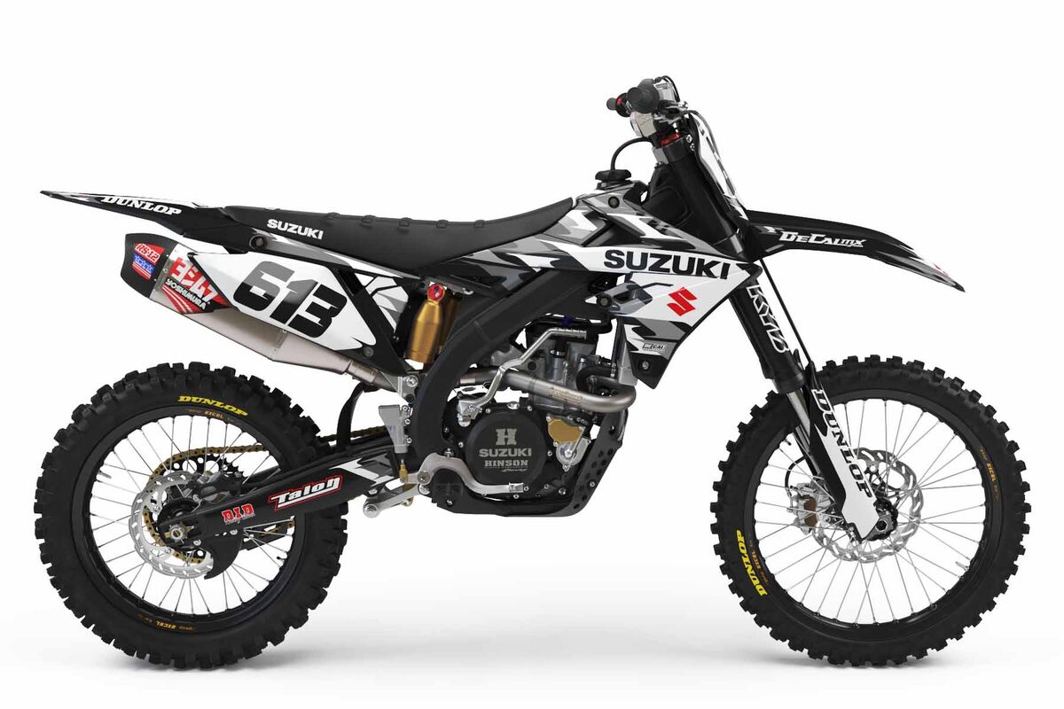 Suzuki RMZ450 Black/White T-6 Ready Made Full Graphics Kit