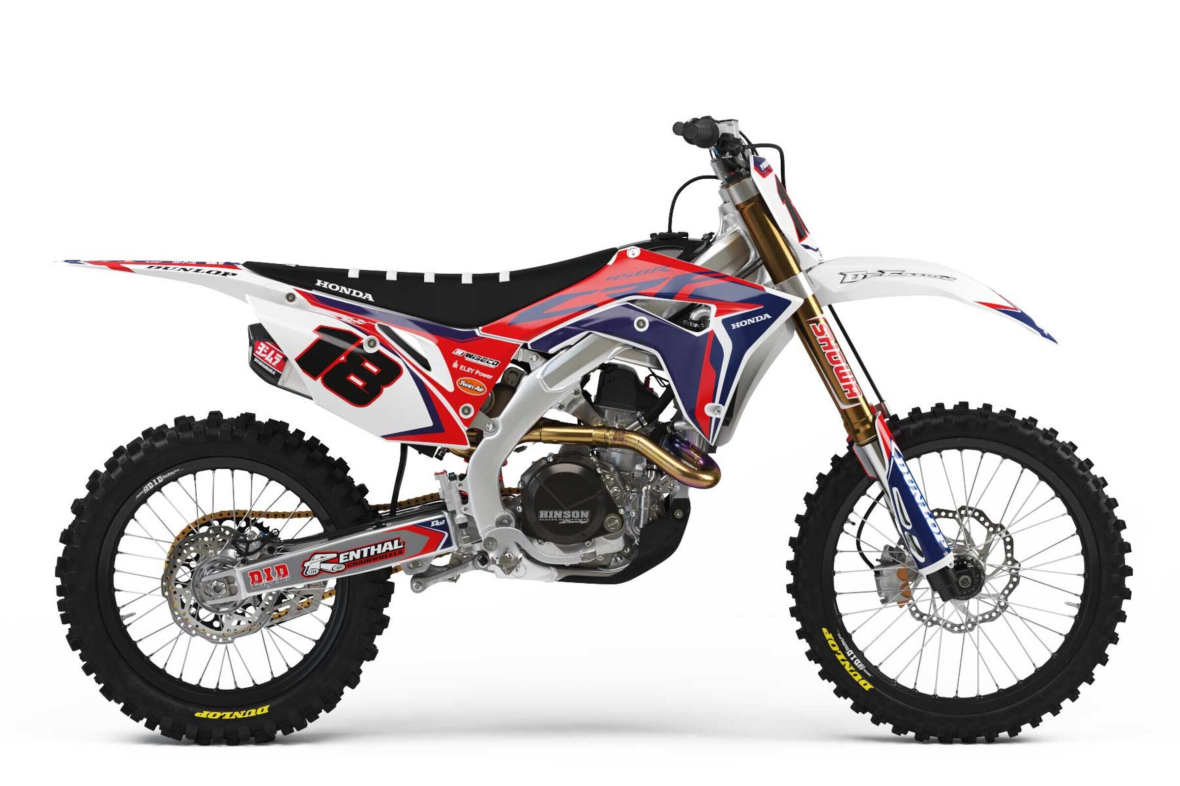 Honda CRF450 Red/Navy Factory 18 Semi Custom Complete Graphics Kit