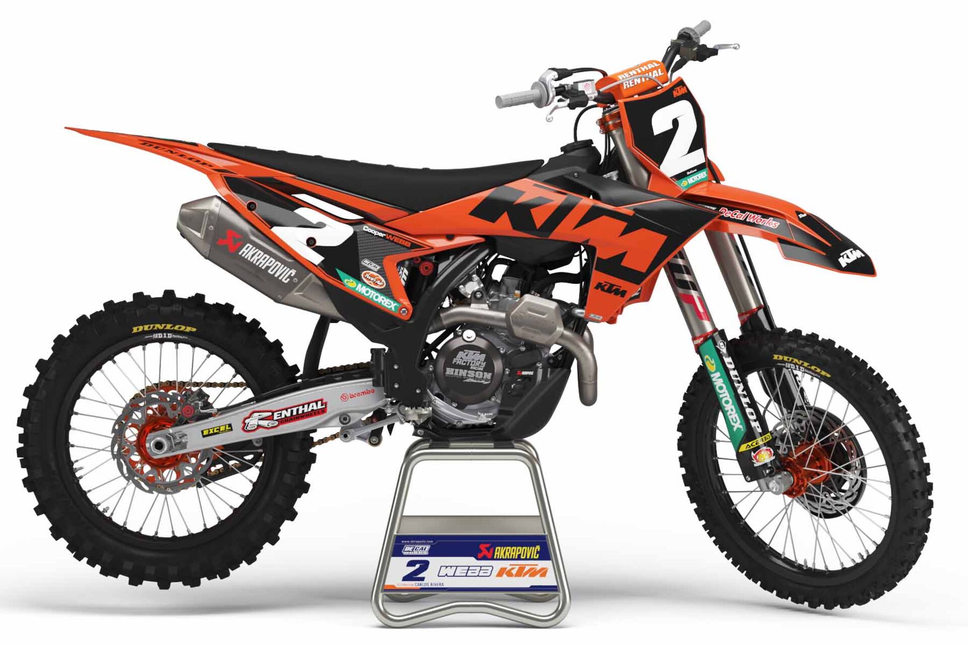 Number Plate Graphics Kit with Airbox 2017 KTM EXC250F Webb Retro Series
