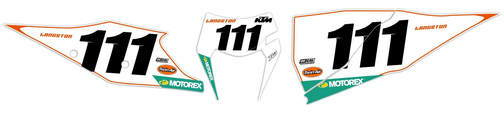 Number Plate Graphics Kit with Airbox 2020 KTM EXC250F Langston Retro Series