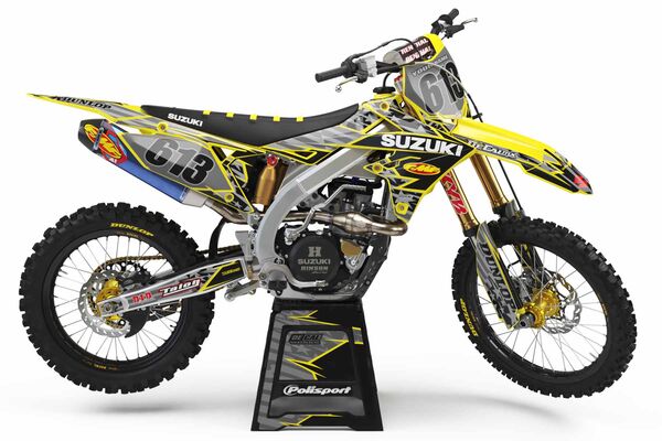 Number Plate Graphics Kit with Airbox Suzuki RM125 (2 Stroke) (Polisport Restyled Plastic Kit) 2001 Stars and Stripes Series