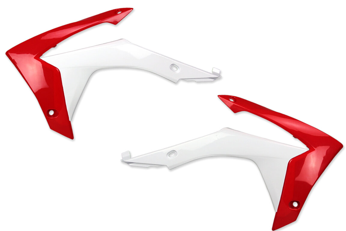 Polisport Red / White Radiator Shroud Set for Honda: CRF250R (2014-2017), CRF450R (2013-2016)