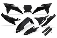UFO Black Vented with Forks Plastic Kit for KTM: SX125 (2025-2026), SX150 (2025-2026), SX250 (2025-2026), SX300 (2025-2026), SXF250 (2025-2026), SXF350 (2025-2026), SXF450 (2025-2026), XC125 (2025), XC250 (2025-2026), XC300 (2025-2026), XCF250 (2025-2026), XCF350 (2025), XCF450 (2025-2026)
