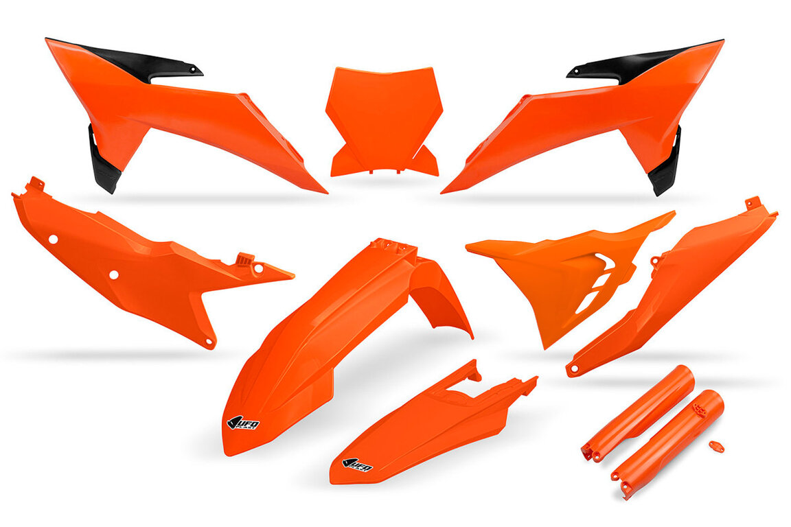 UFO OEM 25 Color Vented w/Forks Plastic Kit for KTM: SX125 (2025-2026), SX150 (2025-2026), SX250 (2025-2026), SX300 (2025-2026), SXF250 (2025-2026), SXF250FE (2025), SXF350 (2025-2026), SXF450 (2025-2026), SXF450FE (2025), XC125 (2025), XC250 (2025-2026), XC300 (2025-2026), XCF250 (2025...and more