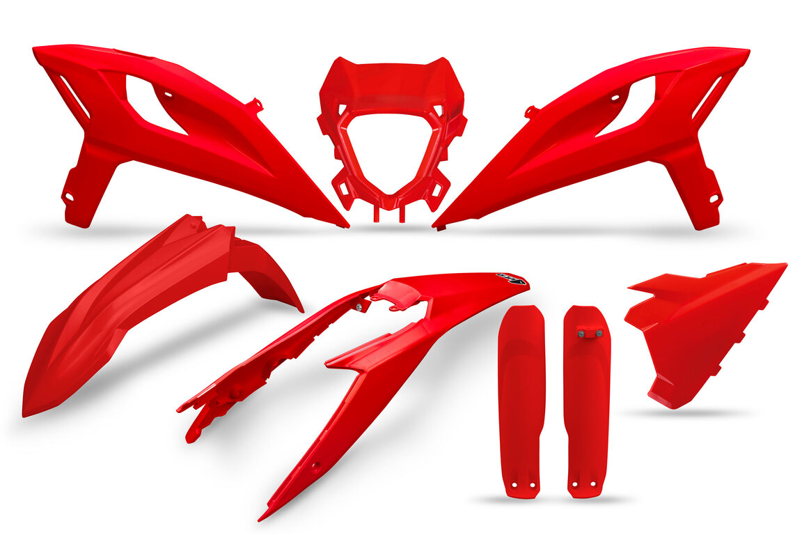 UFO Red w/ Forks Plastic Kit for Beta: 125 RR Race Edition (2025-2026), 125 RR X-PRO (2025-2026), 200 RR Race Edition (2025-2026), 200 RR X-PRO 2-Stroke (2025-2026), 250 RR Race Edition (2025-2026), 250 RR X-PRO 2-Stroke (2025-2026), 300 RR Race Edition (2025-2026), 300 R...and more