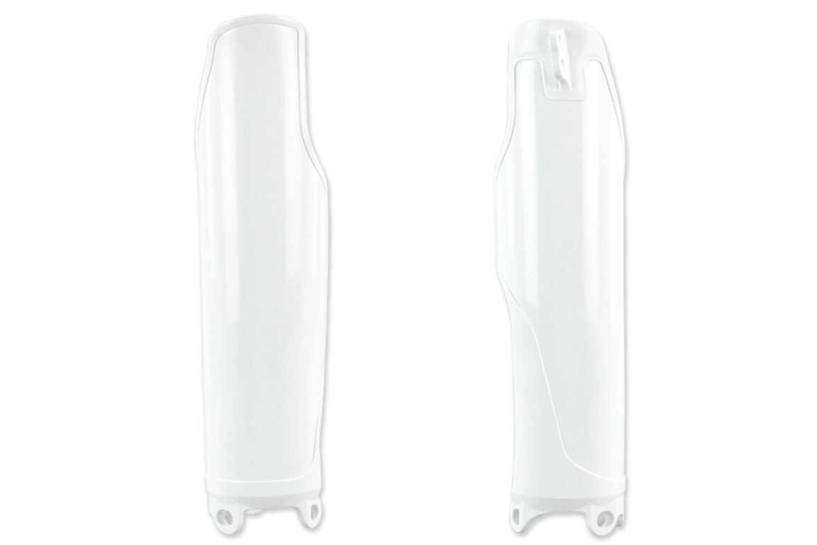 UFO White Shape w/ dimple Lower Fork Guards for Honda: CR125R (1995-2001), CR250R (1995-2001), CR500R (1995-2001), CRF250X (2004-2017), CRF450X (2005-2016)