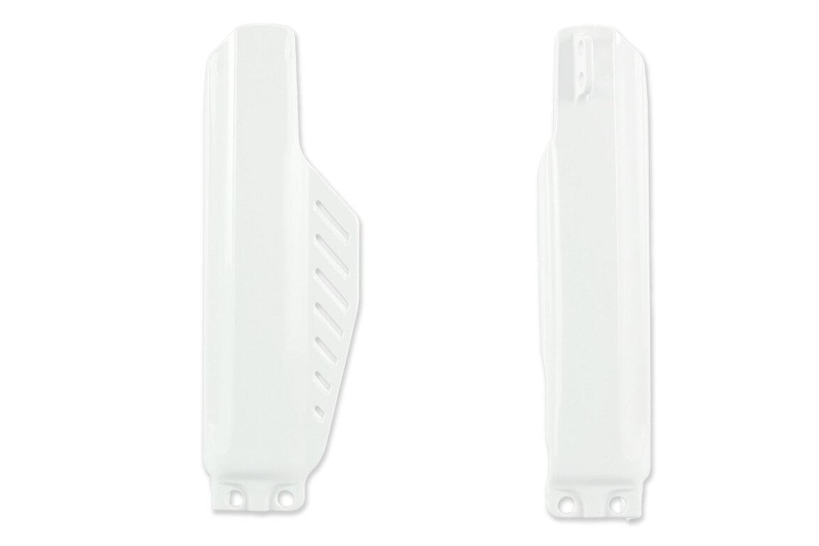 Polisport White Lower Fork Guards for Honda: CR85R (2003-2007), CRF150R (2007-2026), CRF150R Expert (2007-2026)