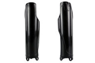 UFO Black Lower Fork Guards for Honda: CR125R (1995-2007), CR250R (1995-2007), CR500R (1990-2001), CRF250R (2004-2018), CRF250X (2004-2017), CRF450R (2002-2018), CRF450RX (2017-2018), CRF450X (2005-2016)