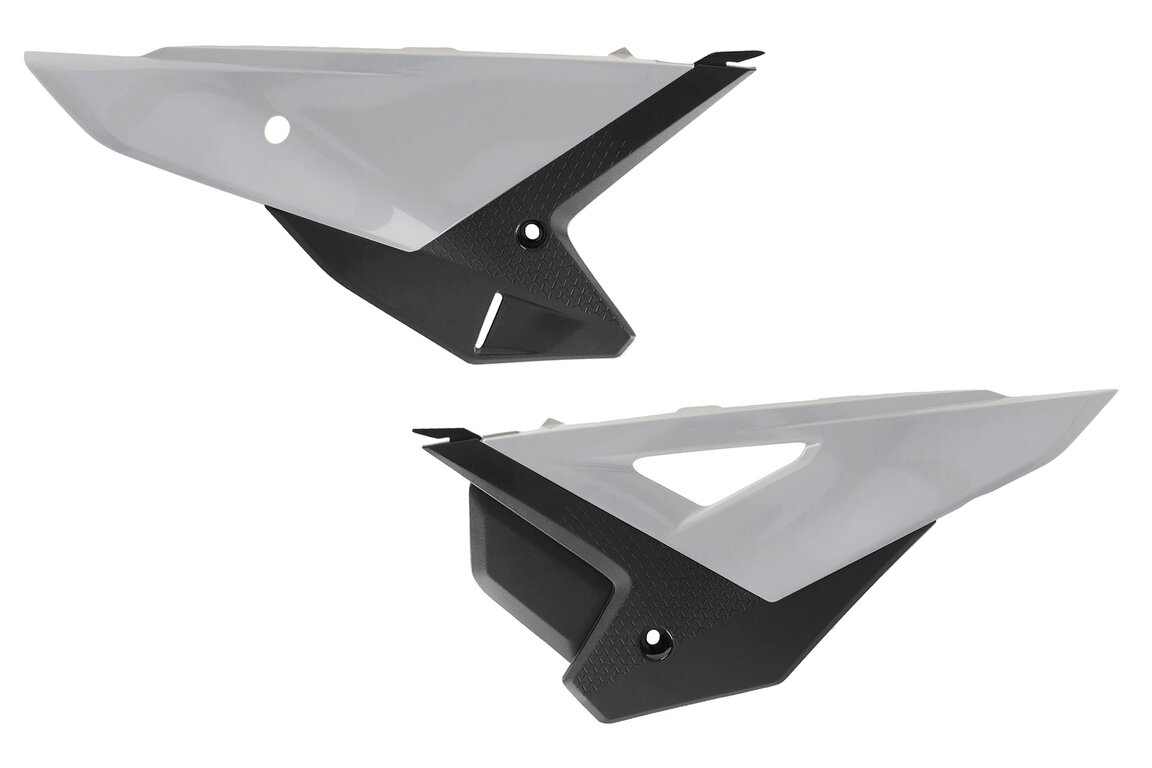 Polisport White / Black Side Number Plates for Honda: CRF250R (2025-2027), CRF250RWE (2025-2026), CRF250RX (2025-2027), CRF450R (2025-2026), CRF450RWE (2025-2026), CRF450RX (2025-2026), HRC Works Edition (2027)