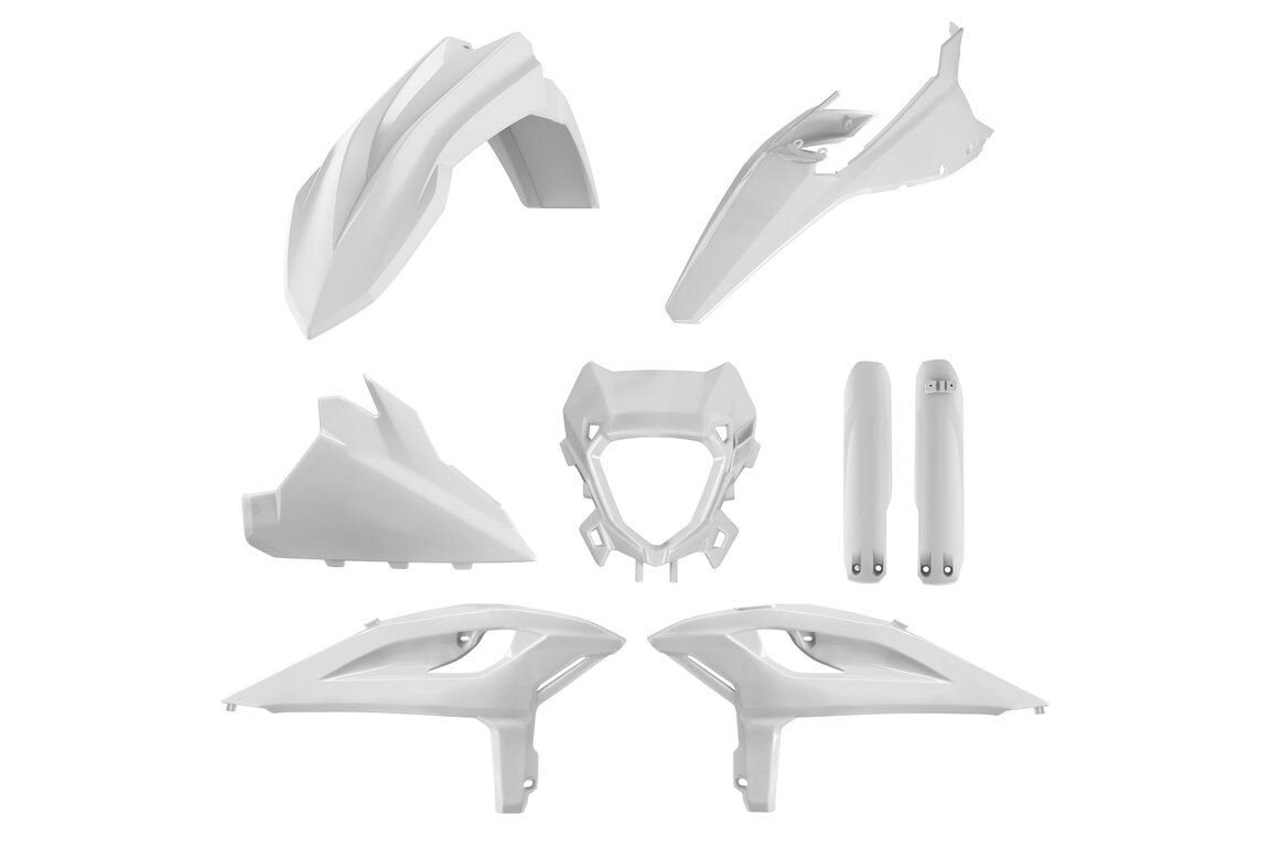 Polisport White with Forks Plastic Kit for Beta: 125 RR Race Edition (2025-2026), 125 RR X-PRO (2025-2026), 200 RR Race Edition (2025-2026), 200 RR X-PRO 2-Stroke (2025-2026), 250 RR Race Edition (2025-2026), 250 RR X-PRO 2-Stroke (2025-2026), 300 RR Race Edition (2025-2026), 300 R...and more