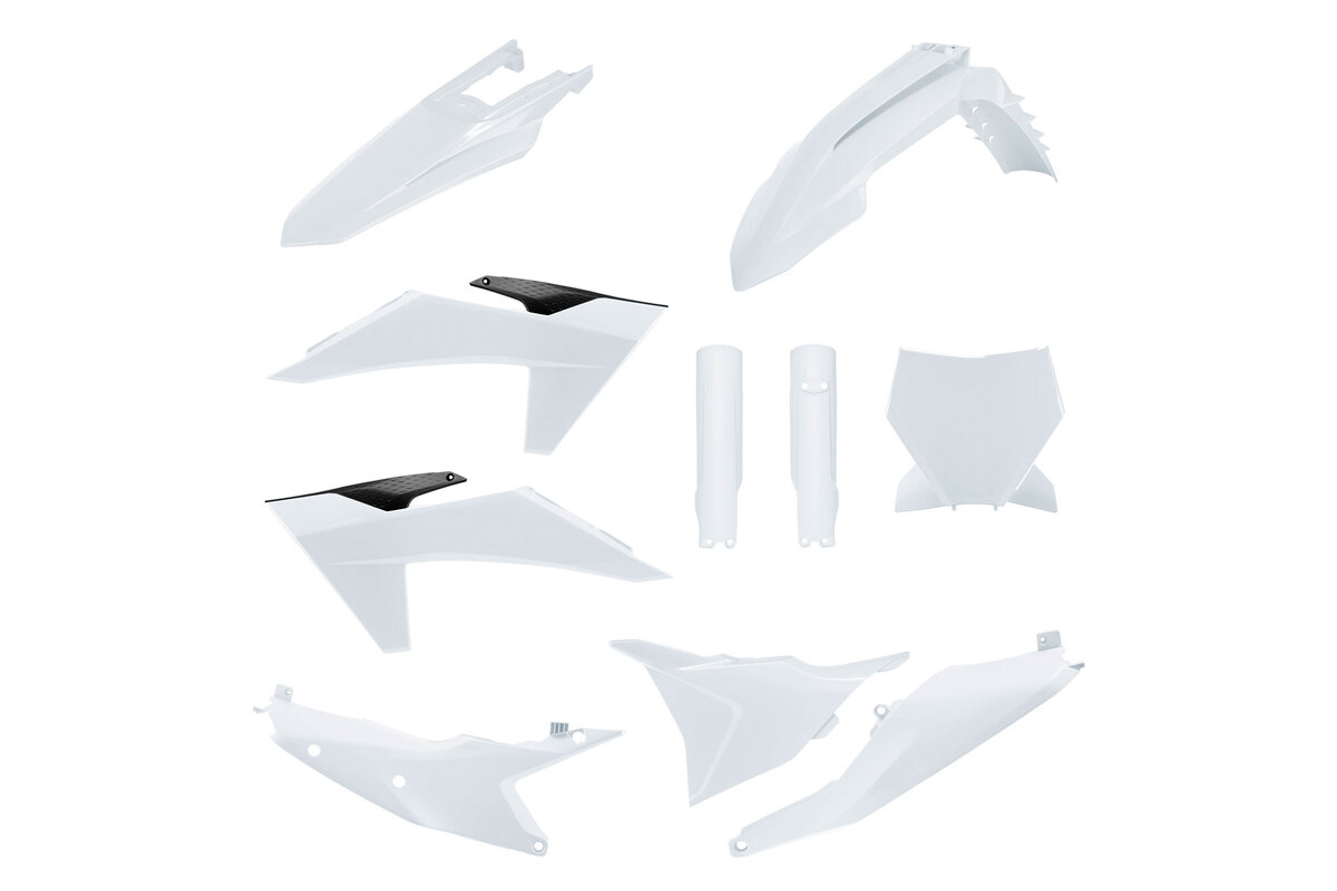 Polisport White with Forks Plastic Kit 22-24 KTM SXF, XC, XCF