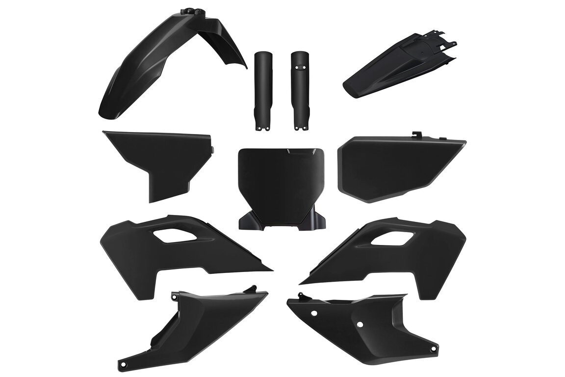 Polisport Black with Forks Plastic Kit for Husqvarna: FC250 (2023-2024), FC250 Rockstar Edition (2022-2023), FC350 (2023-2024), FC350 Heritage (2023), FC450 (2023-2024), FC450 Rockstar Edition (2022-2023), FX350 (2023-2024), FX450 (2023-2024), TC125 (2023-2024), TC125 Heritage (202...and more