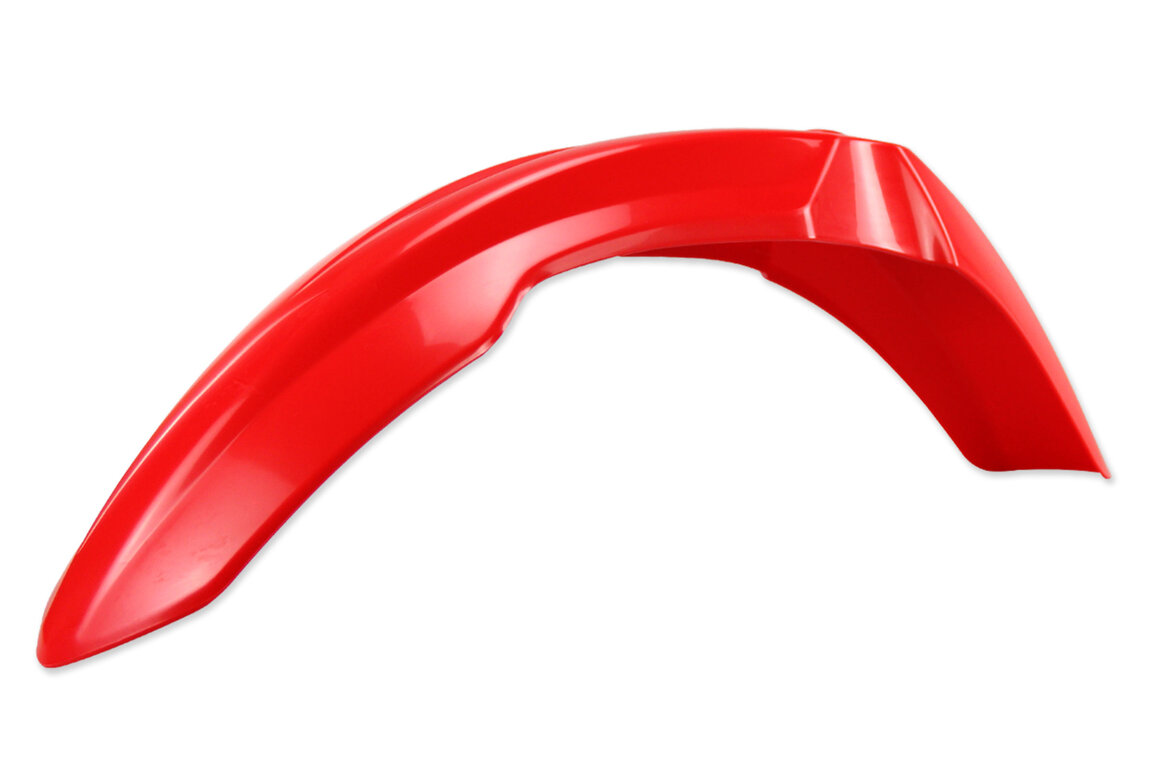 UFO Red Front Fender for Honda: CR125R (2004-2007), CR250R (2004-2007), CRF250R (2004-2009), CRF250X (2004-2017), CRF450R (2004-2008), CRF450X (2005-2017)