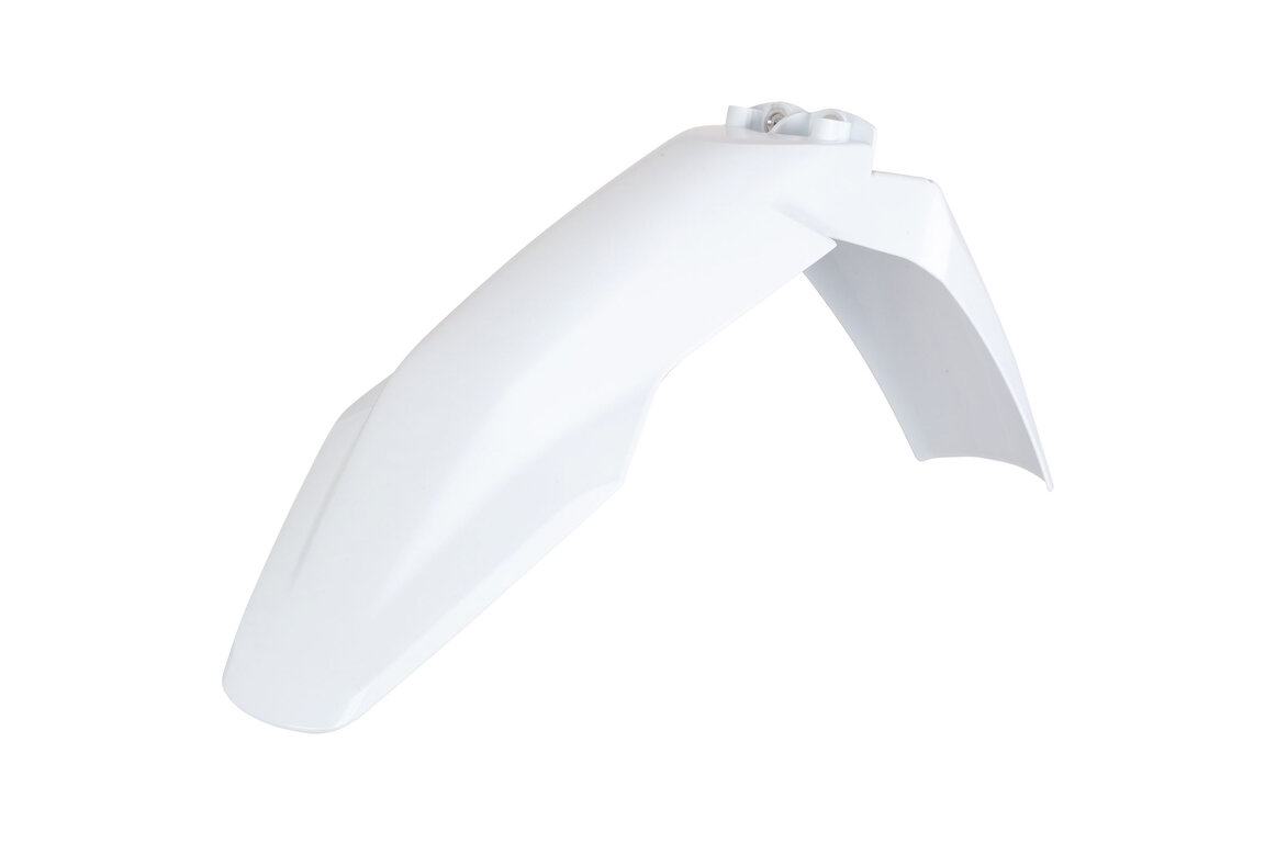 Polisport White Front Fender for Husqvarna: FC250 (2023-2027), FC250 Rockstar Edition (2022-2023), FC350 (2023-2027), FC350 Heritage (2023, 2025), FC450 (2023-2027), FC450 Rockstar Edition (2022-2023), FE350s (2024-2025), FE350w (2024), FE450 (2024-2025), FE501s (2024-202...and more
