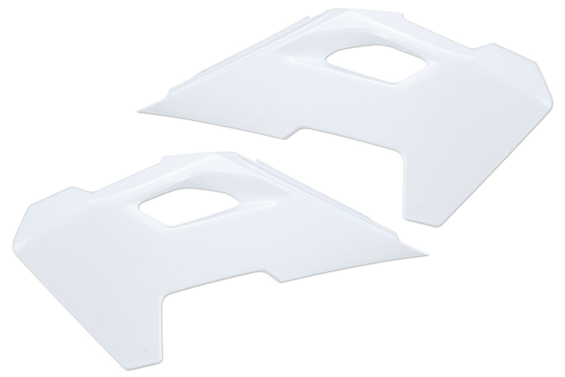 Polisport White Radiator Shroud Set for Husqvarna: FC250 (2023-2024), FC250 Rockstar Edition (2022-2023), FC350 (2023-2024), FC350 Heritage (2023), FC450 (2023-2024), FC450 Rockstar Edition (2022-2023), FE350s (2024-2025), FE350w (2024), FE450 (2024-2025), FE501s (2024-2025), FE...and more
