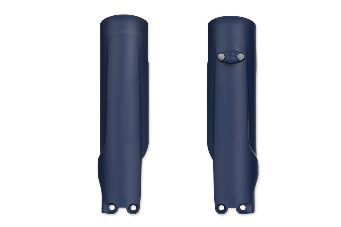 UFO Blue Lower Fork Guards for Husqvarna: FC250 (2023-2027), FC250 Factory Edition (2025-2026), FC250 Rockstar Edition (2022-2024), FC350 (2023-2027), FC350 Heritage (2023, 2025), FC450 (2023-2027), FC450 Factory Edition (2025-2026), FC450 Rockstar Edition (2022-2024), ...and more