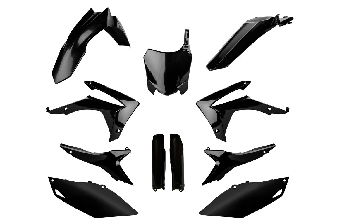 Polisport Black w/ Forks Plastic Kit for Honda: CRF250R (2014-2017), CRF450R (2013-2016)
