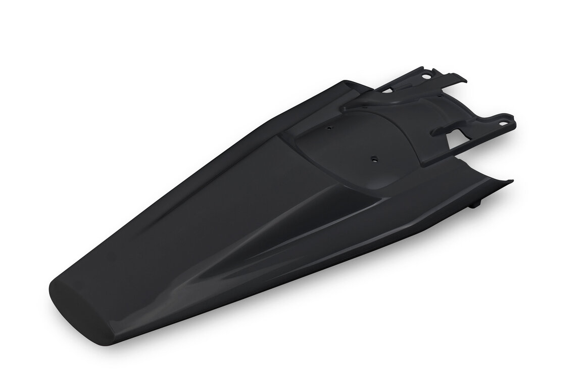 UFO Black With Pins Rear Fender for Husqvarna: FE350s (2024-2025), FE350w (2024), FE450 (2024-2025), FE501s (2024-2025), FE501w (2024), TE150 (2024-2025), TE250 (2024-2025), TE300 (2024-2025), TE300 Pro (2025)