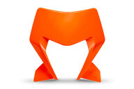 UFO Orange Front Number Plate Headlight Mask for KTM: EXC350F (2024-2026), EXC450F (2024-2025), EXC500F (2024-2026), XCF450W (2024-2026), XCW150 (2024-2026), XCW250 (2024-2026), XCW300 (2024-2026), XCW300 Factory Edition (2025), XW-F 350 (2024), XW-F 500 (2024)