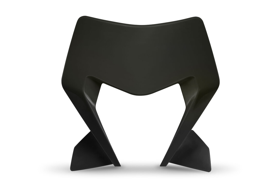 UFO Black Front Number Plate Headlight Mask for KTM: EXC350F (2024-2026), EXC450F (2024-2025), EXC500F (2024-2026), XCF450W (2024-2026), XCW150 (2024-2026), XCW250 (2024-2026), XCW300 (2024-2026), XCW300 Factory Edition (2025), XW-F 350 (2024), XW-F 500 (2024)