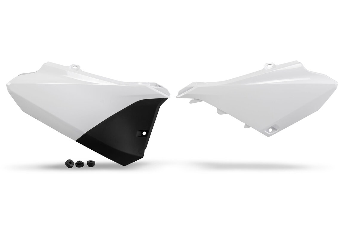 UFO White Side Number Plates for Yamaha: YZ85 (2022-2026), YZ85 LW (2022-2026)