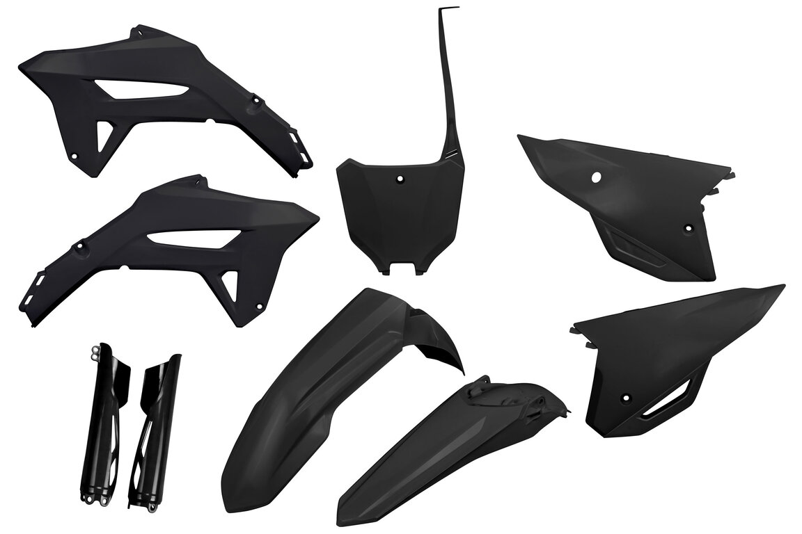 UFO Black w/ Forks Plastic Kit for Honda: CRF250R (2022-2024), CRF450R (2021-2024), CRF450R-S (2023-2024), CRF450RWE (2021-2024)