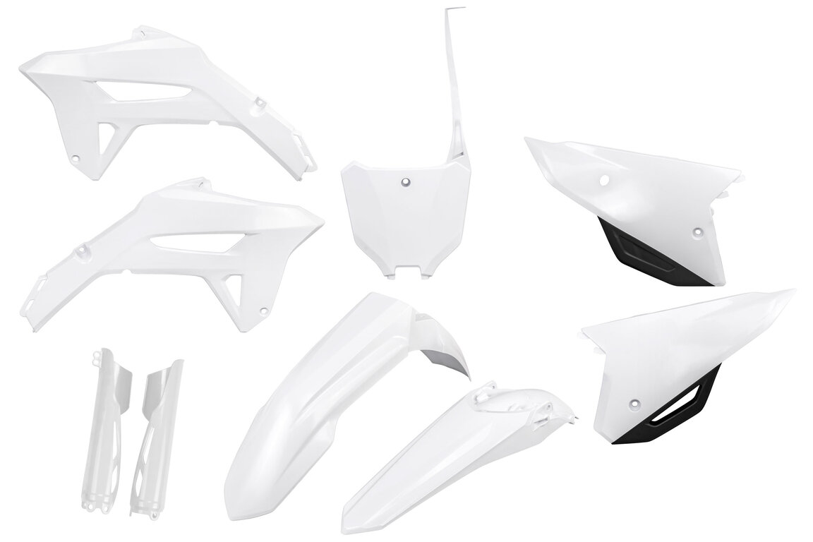 UFO White w/ Forks Plastic Kit for Honda: CRF250R (2022-2024), CRF450R (2021-2024), CRF450R-S (2023-2024), CRF450RWE (2021-2024)