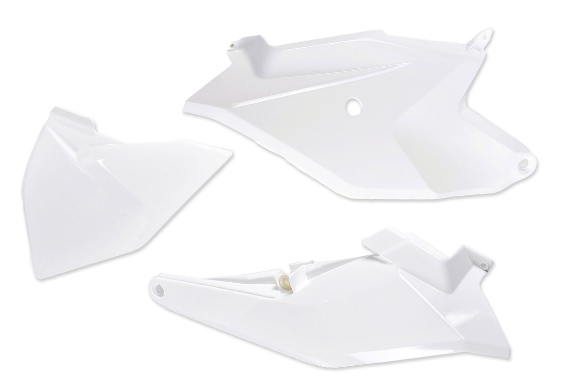 UFO Ceramic White Side Number Plates for KTM: SX85 (2018-2024)