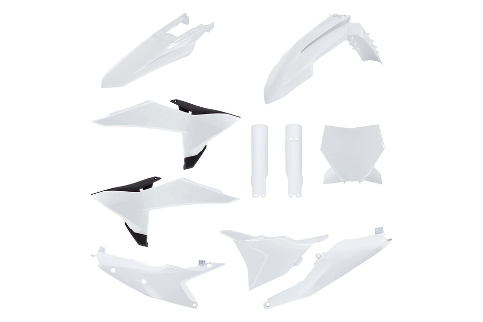 Polisport White with Forks Plastic Kit 25-27 KTM SXF, XC, XCF