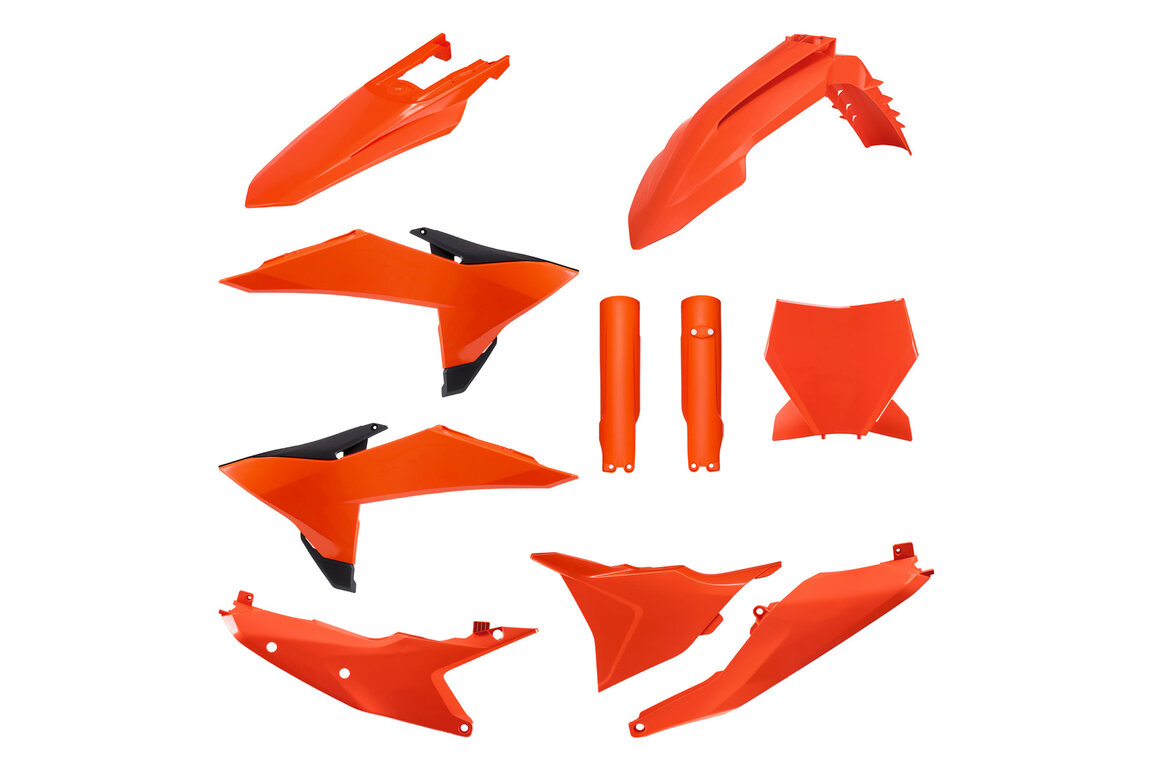 Polisport Orange w/Forks Plastic Kit for KTM: SX125 (2025-2026), SX150 (2025-2026), SX250 (2025-2026), SX300 (2025-2026), SXF250 (2025-2026), SXF350 (2025-2026), SXF450 (2025-2026), XC125 (2025), XC250 (2025-2026), XC300 (2025-2026), XCF250 (2025-2026), XCF350 (2025), XCF350 FE (...and more