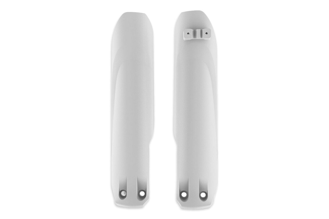 Polisport White Lower Fork Guards for Beta: 125 RR (2019-2024), 125 RR Race Edition (2019-2027), 125 RR X-PRO (2025-2026), 200 RR (2019-2024), 200 RR Race Edition (2021-2027), 200 RR X-PRO 2-Stroke (2025-2026), 250 RR (2019-2024), 250 RR Race Edition (2019-2027), 250 RR X-PRO ...and more