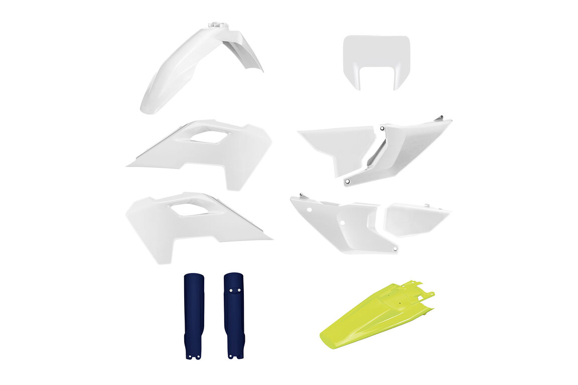 Polisport OEM Color Plastic Kit for Husqvarna: FE350s (2024-2025), FE350w (2024), FE450 (2024-2025), FE501s (2024-2025), FE501w (2024), TE150 (2024-2025), TE250 (2024-2025), TE300 (2024-2025), TE300 Pro (2025)