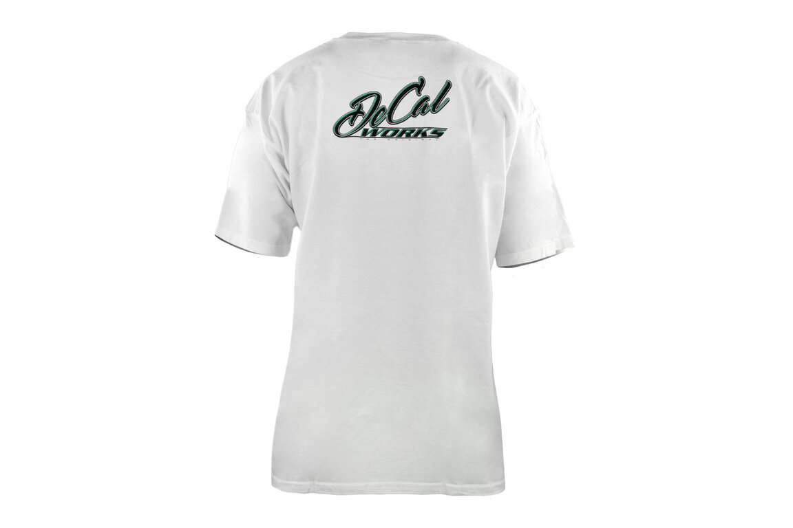 DeCal Works Small DeCal Works White T-Shirt with Script