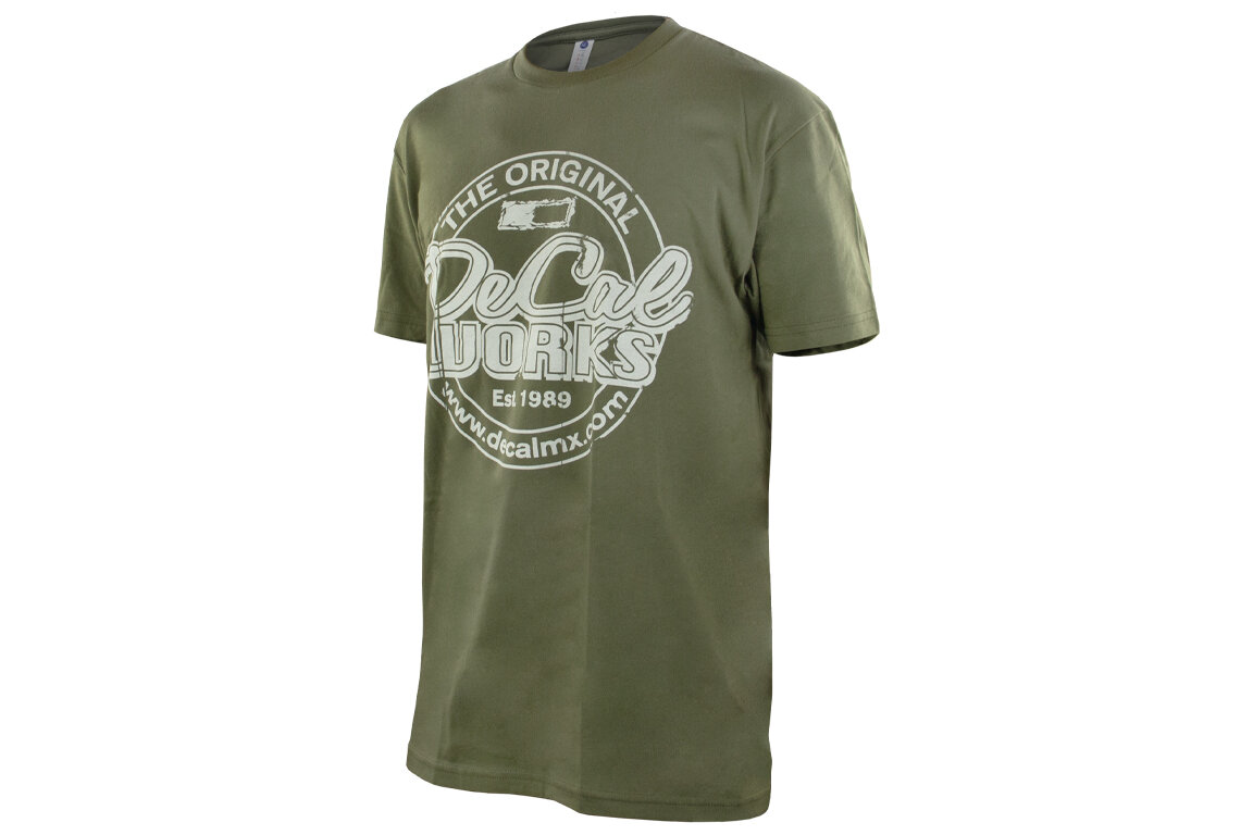 DeCal Works XX Large Original Olive T-Shirt with White Logo
