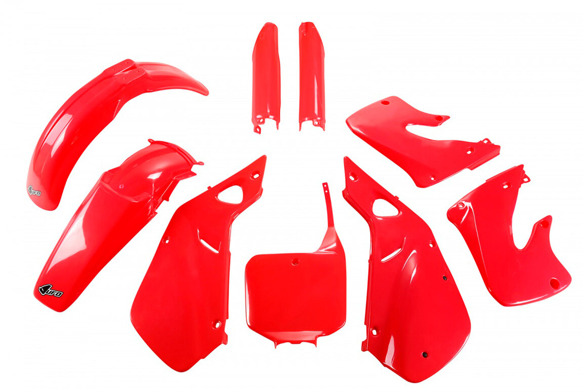 UFO Flo Tint Red 067 w/ Forks Plastic Kit for Honda: CR125R (1998-1999), CR250R (1997-1999)