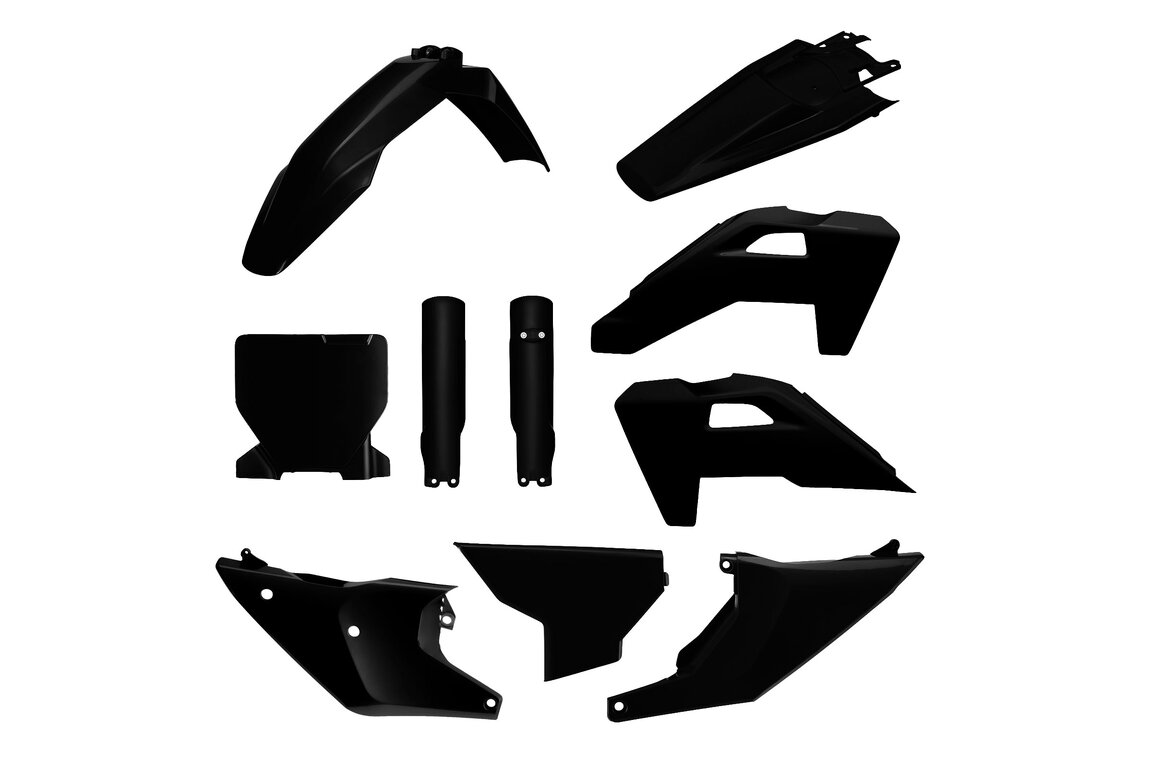 Polisport Black with Forks Plastic Kit for Husqvarna: FC250 (2025, 2027), FC350 (2025-2027), FC350 Heritage (2025), FC450 (2025-2027), FX350 (2025-2027), FX350 Heritage (2025), FX450 (2027), TC (2025), TC 150 (2025), TC125 (2025-2027), TC150 Heritage (2025), TC250 (2025-2027), TC25...and more