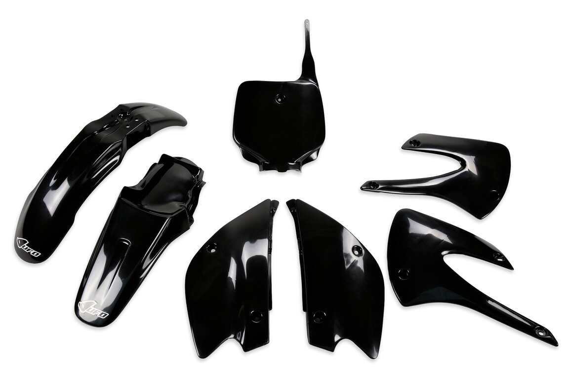 UFO Black Restyled Plastic Kit for Kawasaki: KX100 (2001-2013), KX85 (2001-2013)