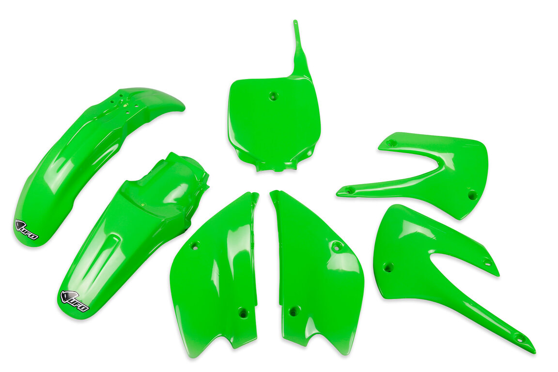UFO Green Restyled Plastic Kit for Kawasaki: KX100 (2001-2013), KX85 (2001-2013)