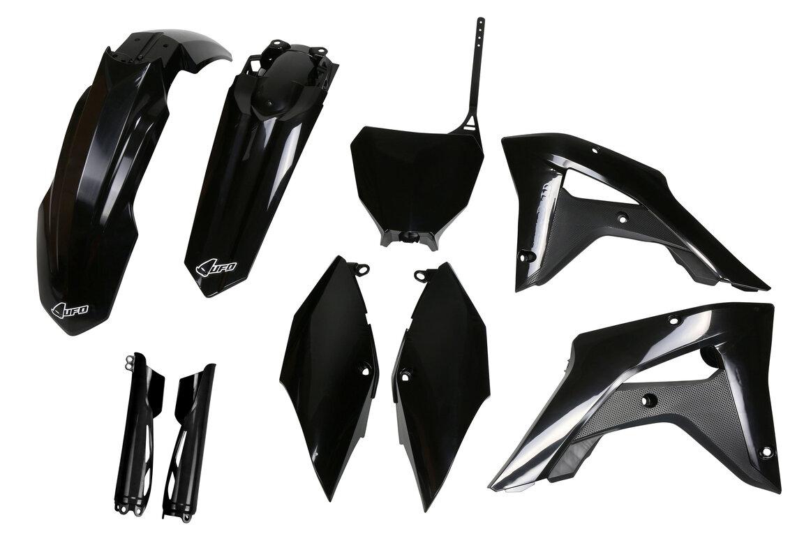 UFO Black with Forks Plastic Kit for Honda: CRF250RX (2019-2021), CRF450RX (2017-2020)