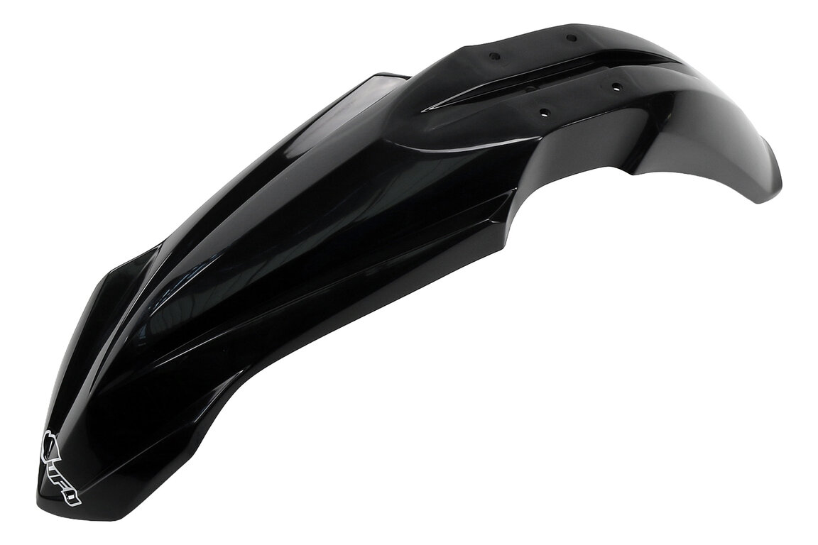 UFO Black Front Fender for Yamaha: WR250F (2012-2013, 2015-2019), WR450F (2012-2023), YZ125 (2002-2021), YZ125X (2020-2022), YZ250 (2002-2021), YZ250F (2010-2018), YZ250FX (2015-2019), YZ250X (2016-2022), YZ450F (2010-2017), YZ450FX (2016-2018)