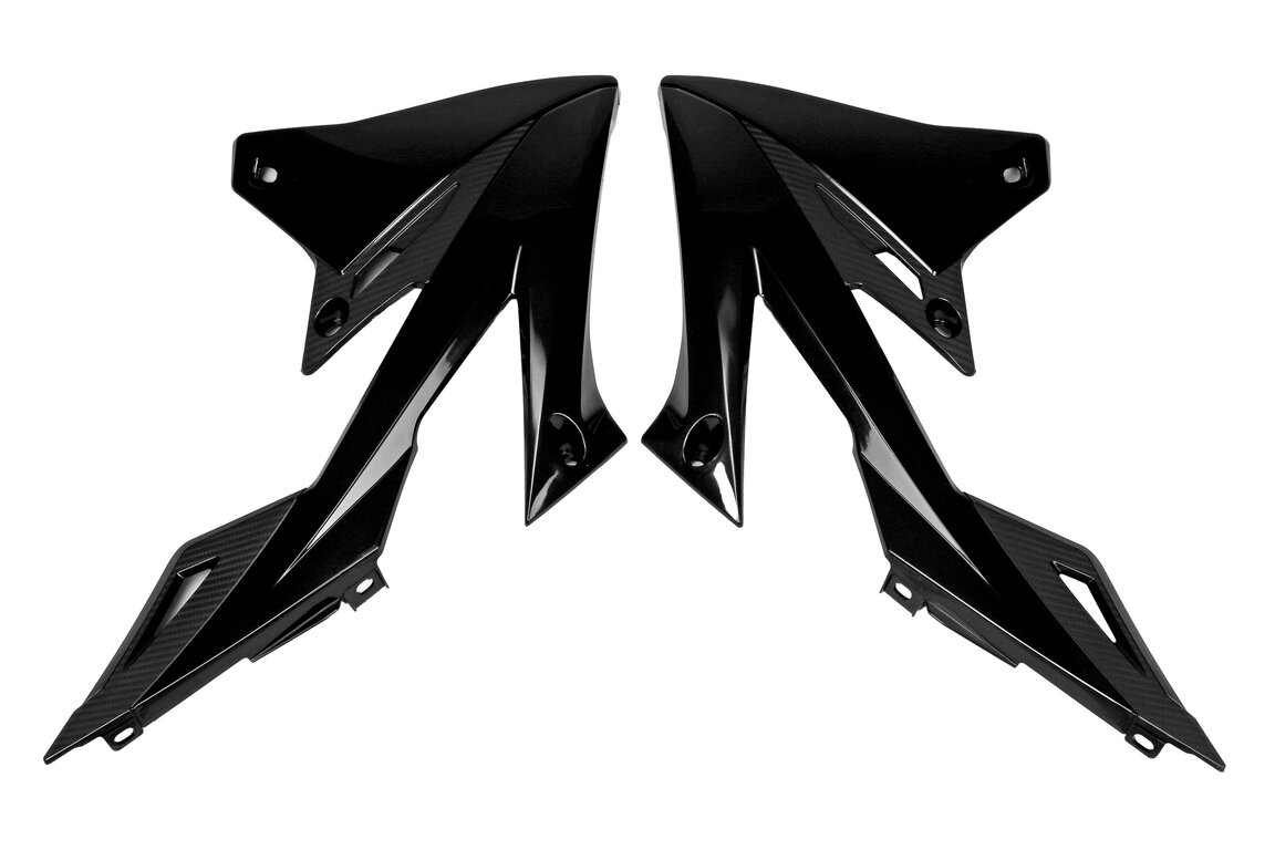 UFO Black Radiator Shroud Set for Suzuki: RMZ250 (2019-2026), RMZ450 (2018-2026)