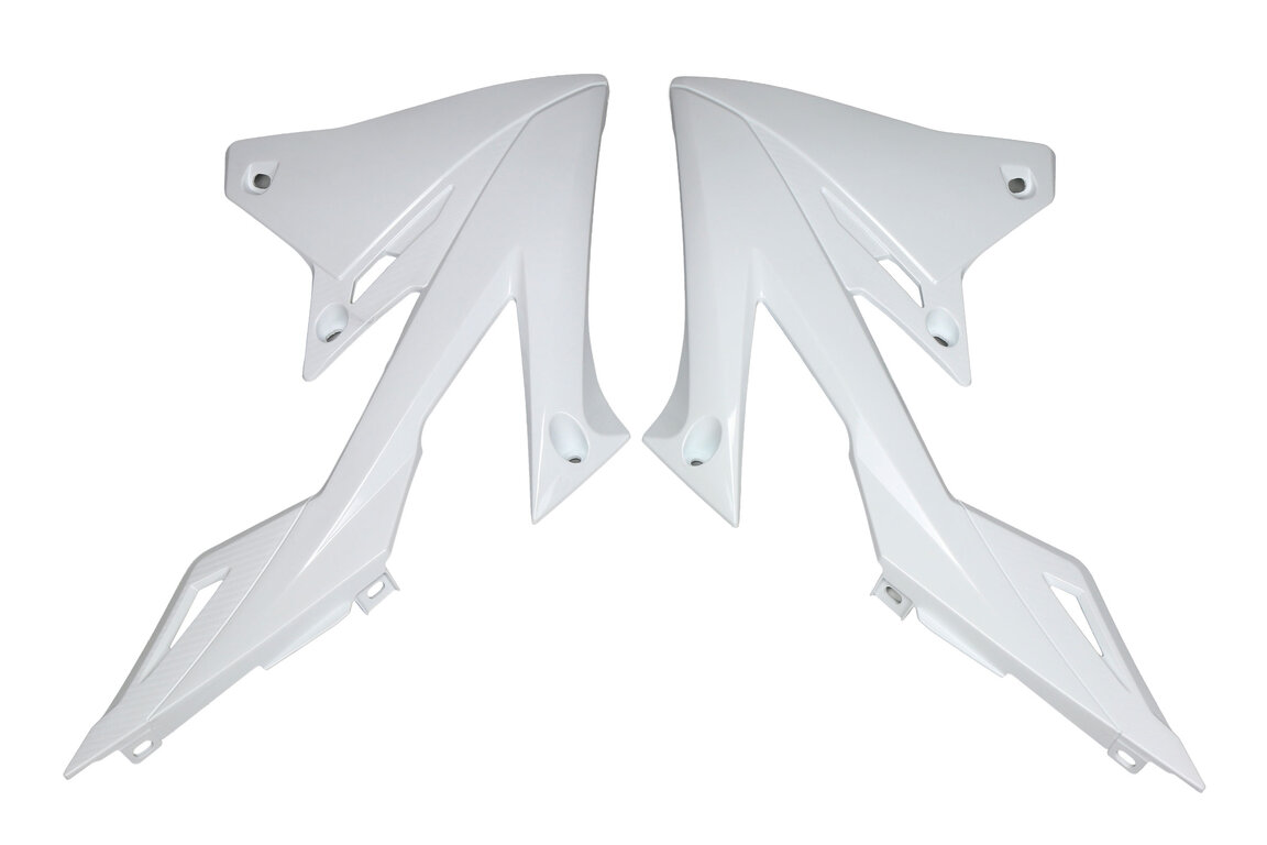 UFO White Radiator Shroud Set for Suzuki: RMZ250 (2019-2026), RMZ450 (2018-2026)