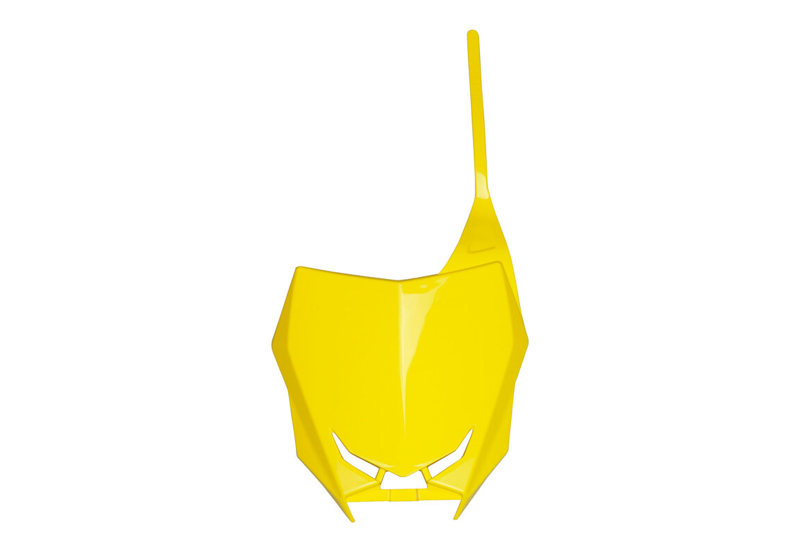 UFO Yellow Front Number Plate for Suzuki: RMZ250 (2019-2026), RMZ450 (2018-2026)
